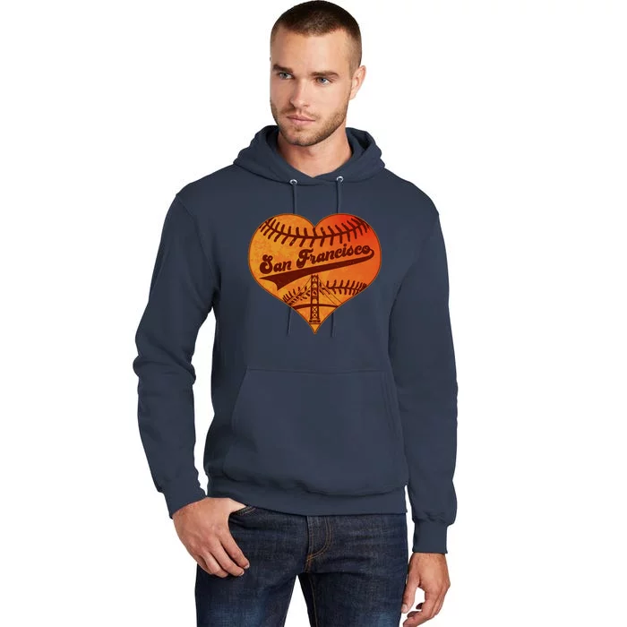 Retro Vintage San Francisco Baseball Heart Tall Hoodie