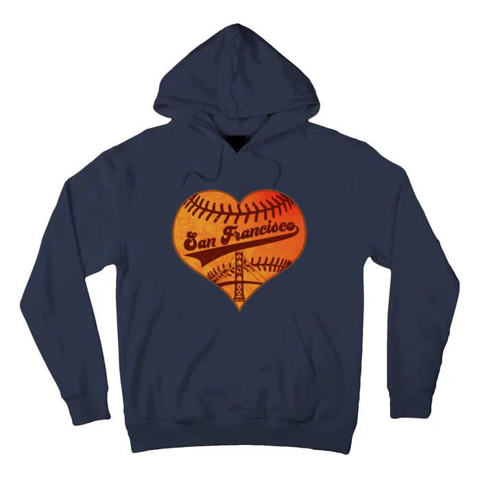 Retro Vintage San Francisco Baseball Heart Tall Hoodie