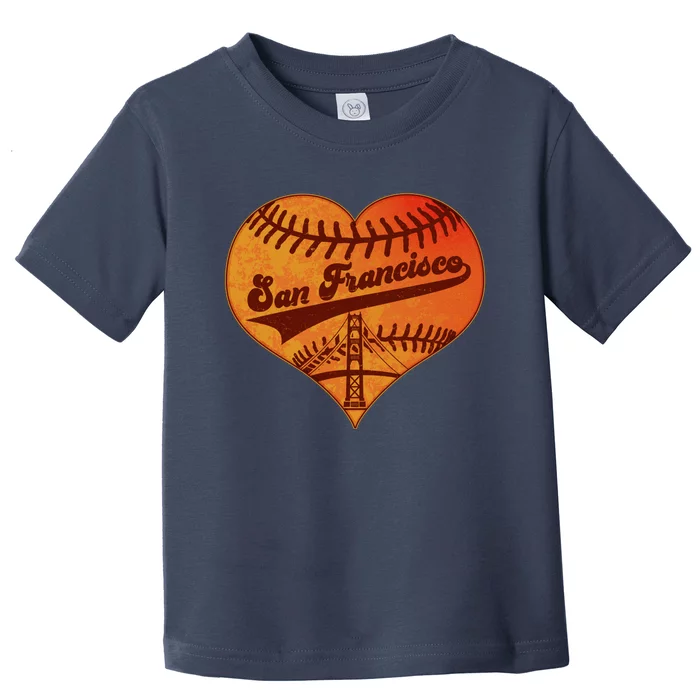 Retro Vintage San Francisco Baseball Heart Toddler T-Shirt