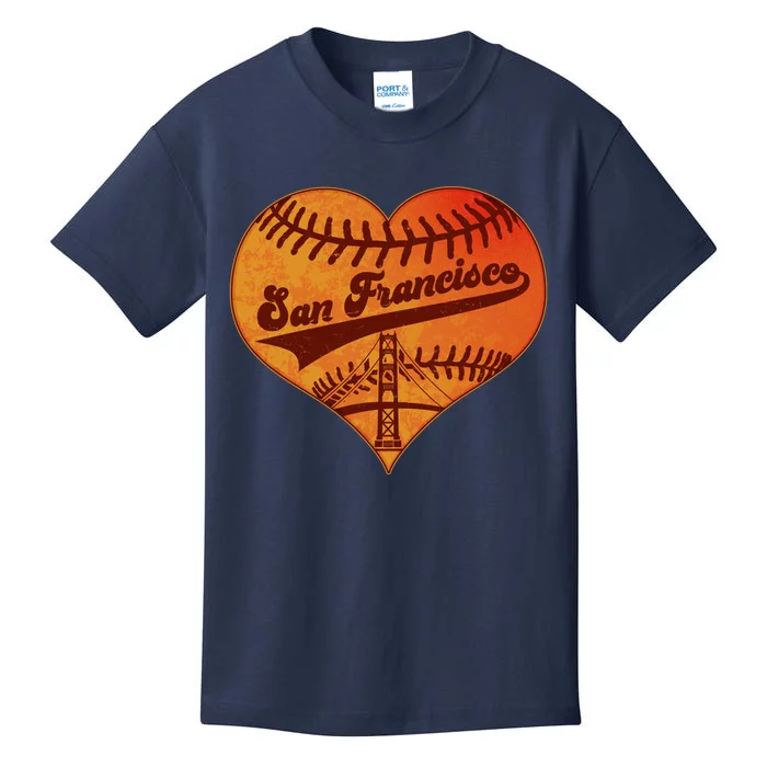 Retro Vintage San Francisco Baseball Heart Kids T-Shirt