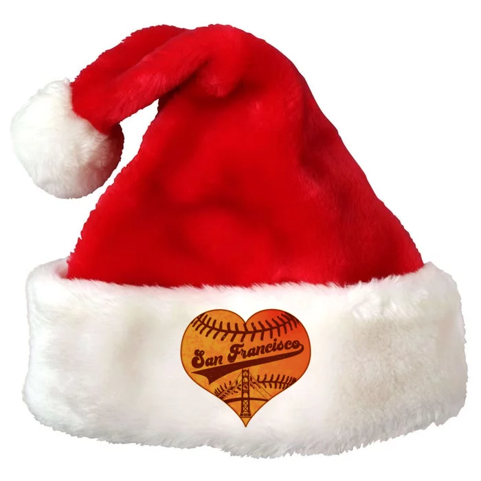 Retro Vintage San Francisco Baseball Heart Premium Christmas Santa Hat