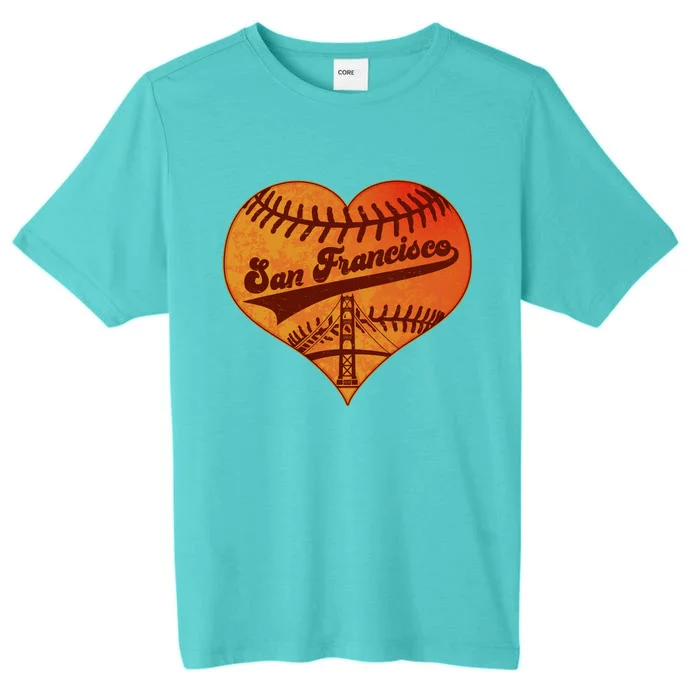 Retro Vintage San Francisco Baseball Heart ChromaSoft Performance T-Shirt