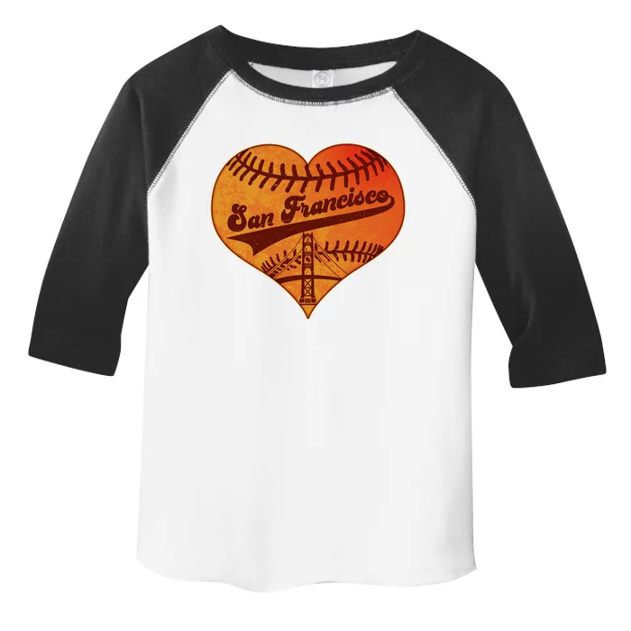 Retro Vintage San Francisco Baseball Heart Toddler Fine Jersey T-Shirt