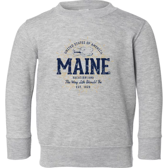 Retro Vintage State Of Maine Toddler Sweatshirt