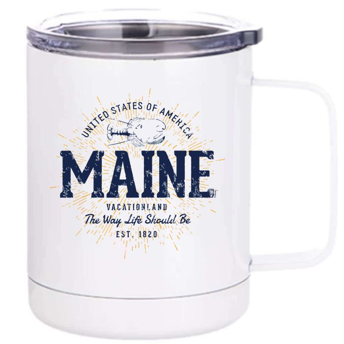 Retro Vintage State Of Maine Front & Back 12oz Stainless Steel Tumbler Cup