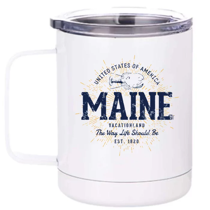 Retro Vintage State Of Maine Front & Back 12oz Stainless Steel Tumbler Cup