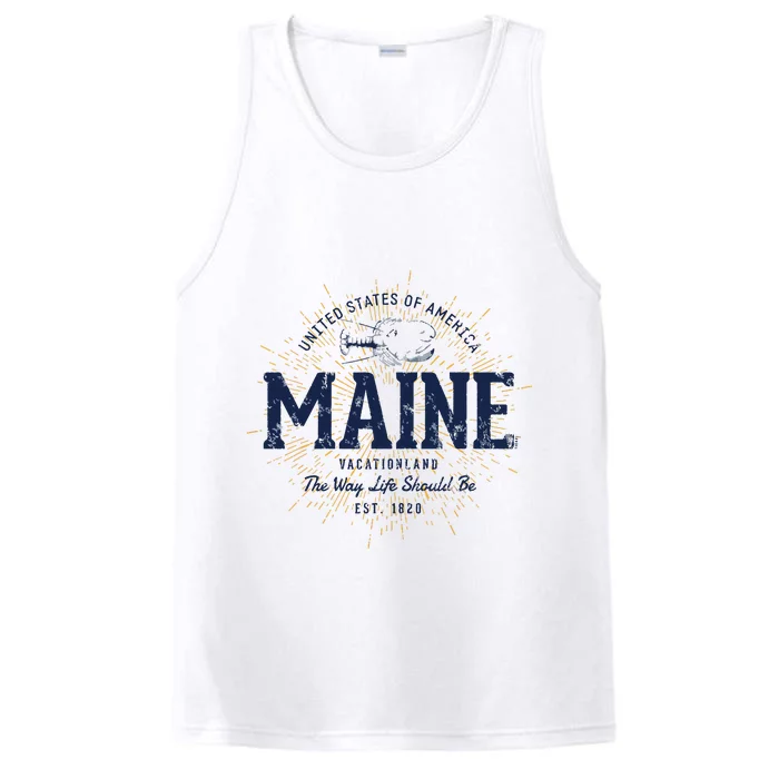 Retro Vintage State Of Maine Performance Tank