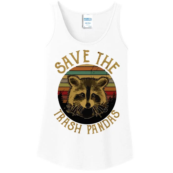 Retro Vintage Save The Trash Pandas Funny Raccoon Animal Ladies Essential Tank