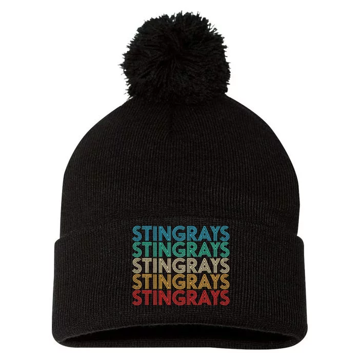 Retro Vintage Stingray Pom Pom 12in Knit Beanie