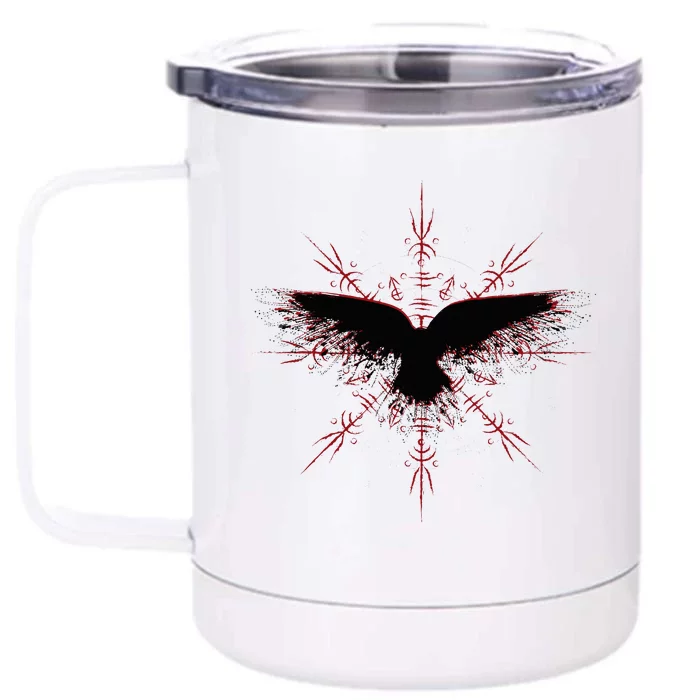 Retro Viking Symbol Nordic Raven Rune Celtic Symbol Front & Back 12oz Stainless Steel Tumbler Cup