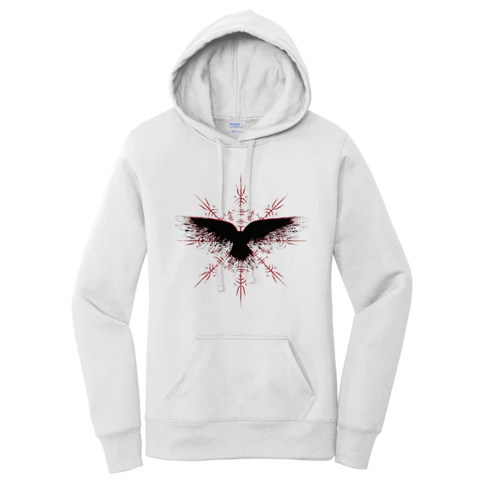 Retro Viking Symbol Nordic Raven Rune Celtic Symbol Women's Pullover Hoodie