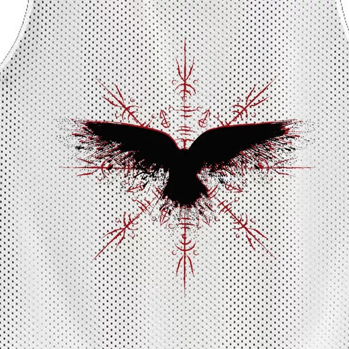 Retro Viking Symbol Nordic Raven Rune Celtic Symbol Mesh Reversible Basketball Jersey Tank