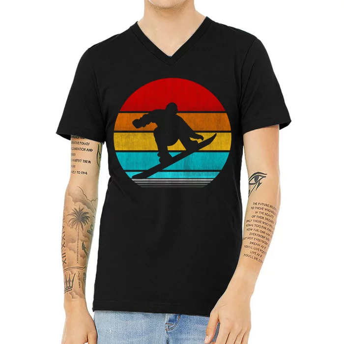 Retro Vintage Snowboard V-Neck T-Shirt