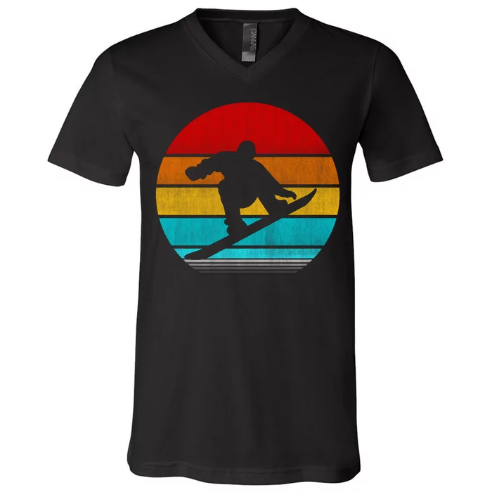 Retro Vintage Snowboard V-Neck T-Shirt