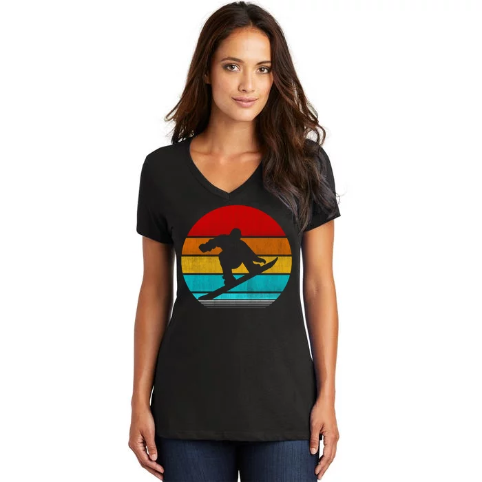 Retro Vintage Snowboard Women's V-Neck T-Shirt