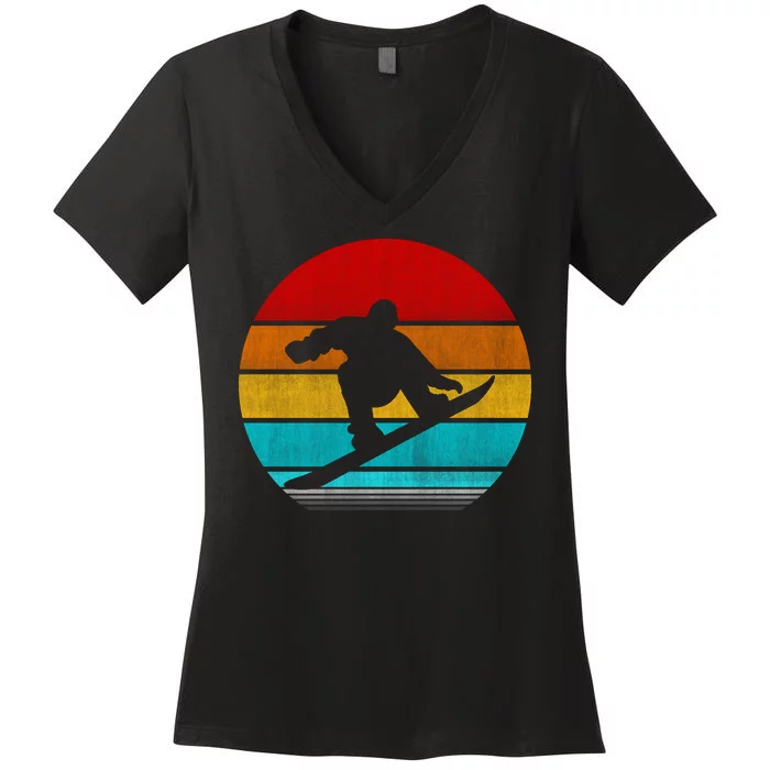 Retro Vintage Snowboard Women's V-Neck T-Shirt