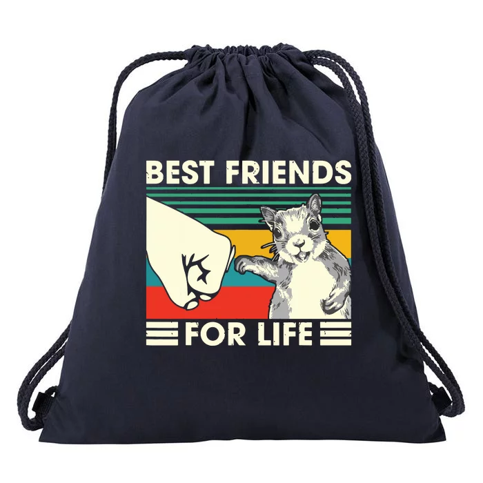 Retro Vintage Squirrel Best Friend For Life Fist Bump Drawstring Bag