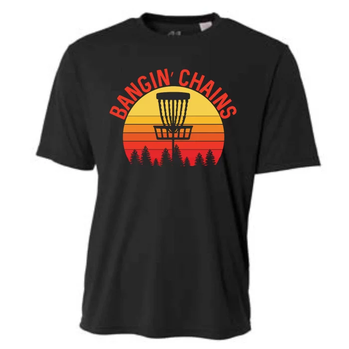 Retro Vintage Sunset Disc Golf Shirt Bangin Chains Cooling Performance Crew T-Shirt