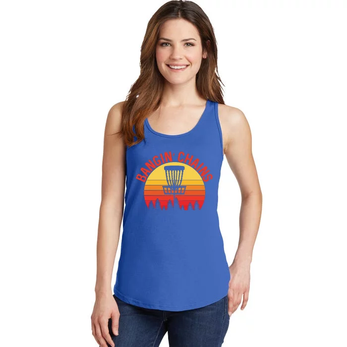 Retro Vintage Sunset Disc Golf Shirt Bangin Chains Ladies Essential Tank