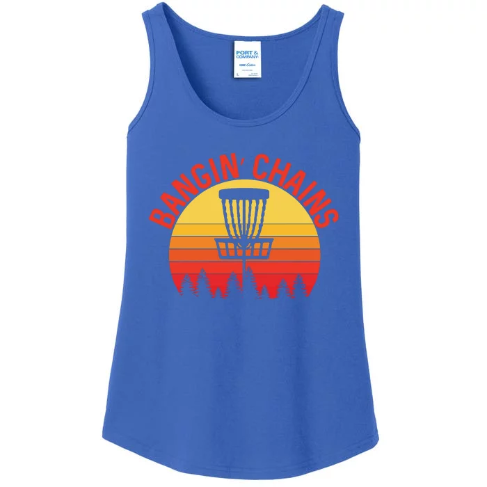 Retro Vintage Sunset Disc Golf Shirt Bangin Chains Ladies Essential Tank