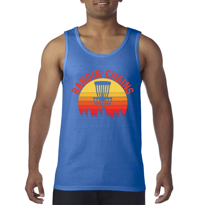 Retro Vintage Sunset Disc Golf Shirt Bangin Chains Tank Top