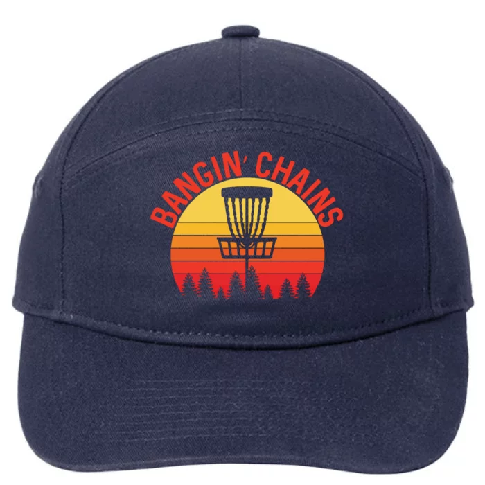 Retro Vintage Sunset Disc Golf Shirt Bangin Chains 7-Panel Snapback Hat