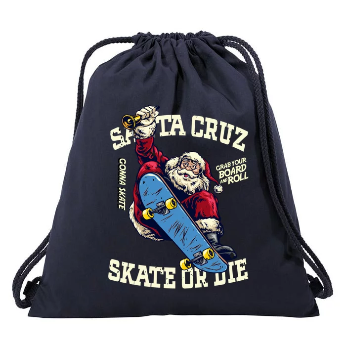 Retro Vintage Skateboard Street Wear Santa Cruz Jingle Bell Gift Drawstring Bag