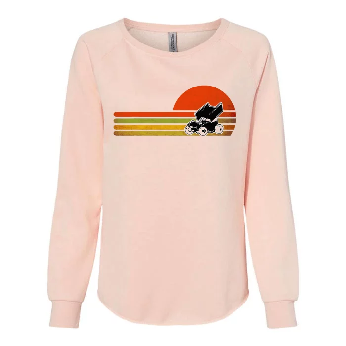 Retro Vintage Sprint Car Dirt Track Racing Distressed Womens California Wash Sweatshirt