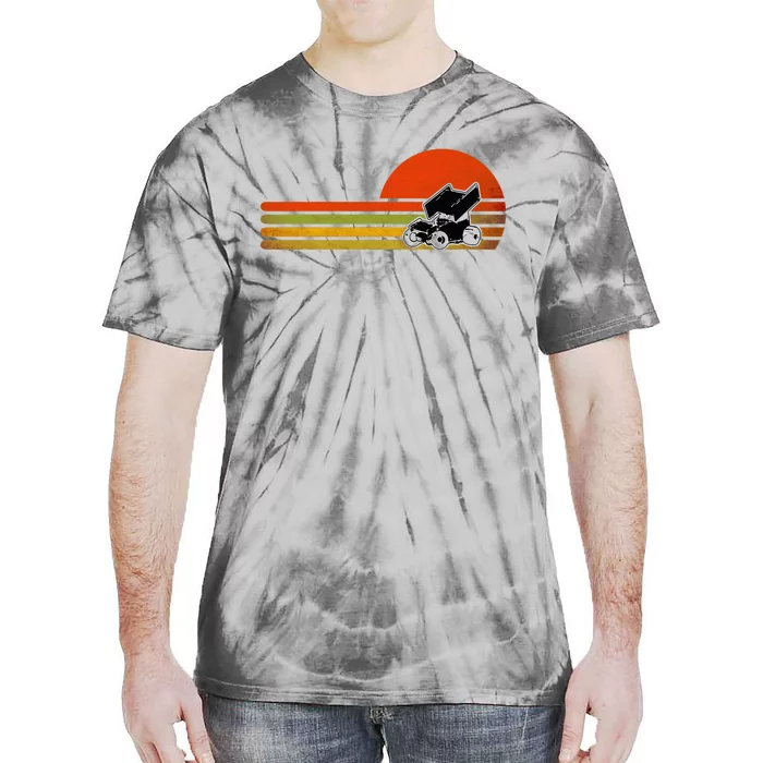 Retro Vintage Sprint Car Dirt Track Racing Distressed Tie-Dye T-Shirt