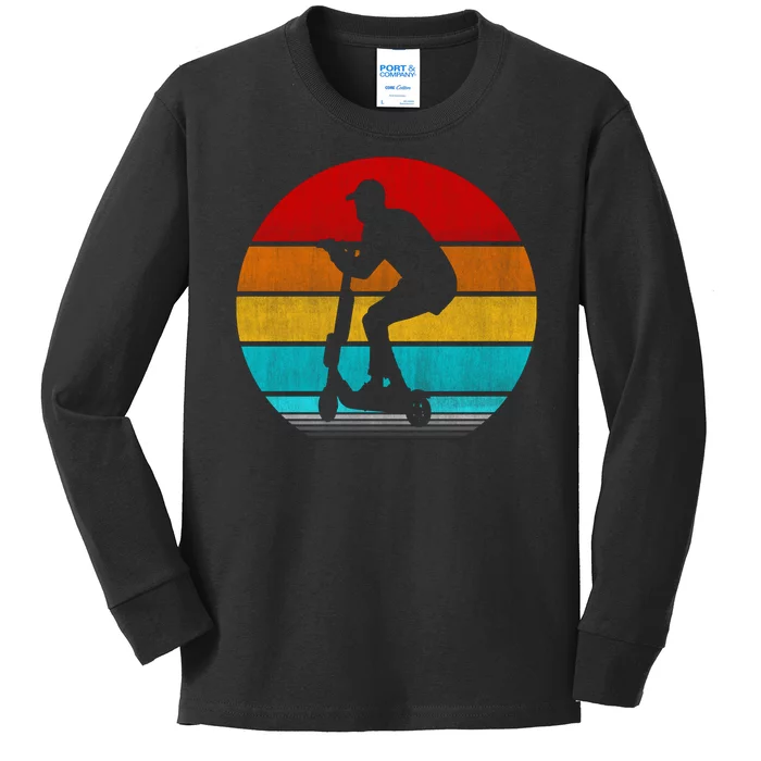 Retro Vintage Scooter Kids Long Sleeve Shirt