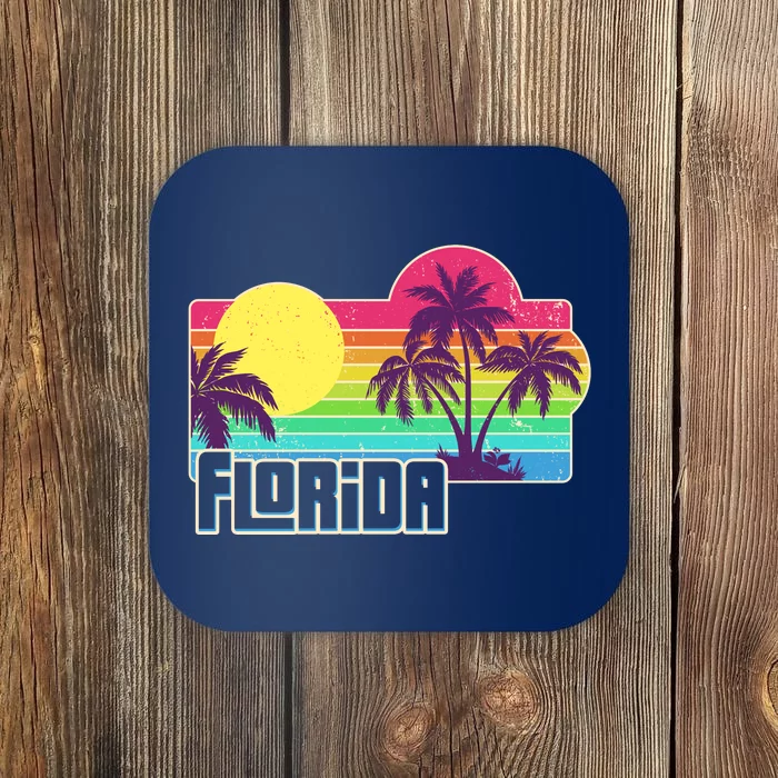 Retro Vintage Sunny Florida Palm Trees Coaster