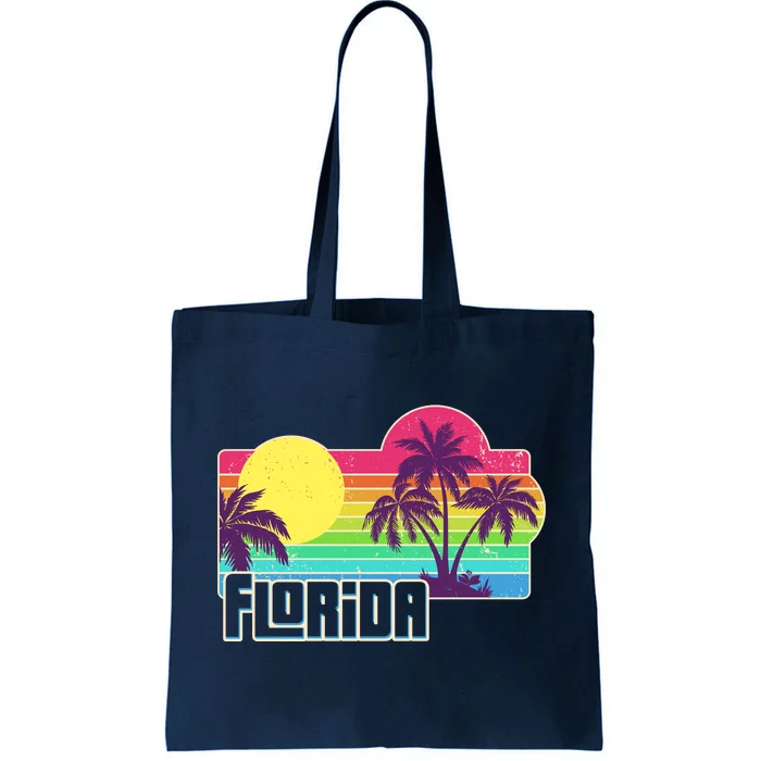 Retro Vintage Sunny Florida Palm Trees Tote Bag