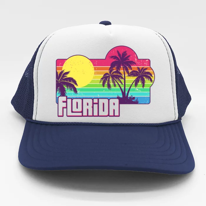 Retro Vintage Sunny Florida Palm Trees Trucker Hat