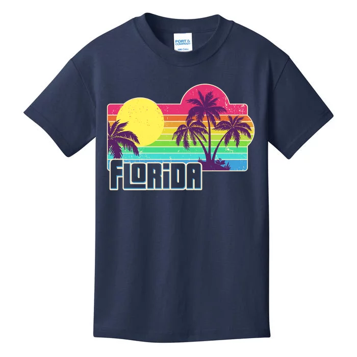 Retro Vintage Sunny Florida Palm Trees Kids T-Shirt