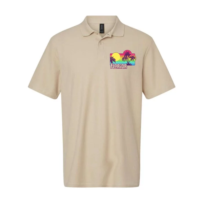 Retro Vintage Sunny Florida Palm Trees Softstyle Adult Sport Polo