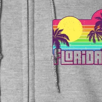 Retro Vintage Sunny Florida Palm Trees Full Zip Hoodie