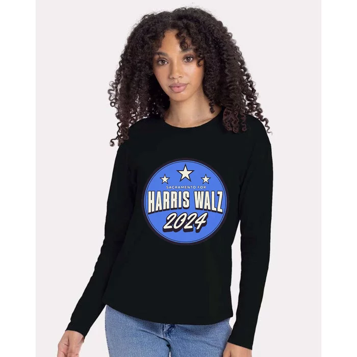 Retro Vintage Sacramento Kamala Harris Walz 2024 Womens Cotton Relaxed Long Sleeve T-Shirt