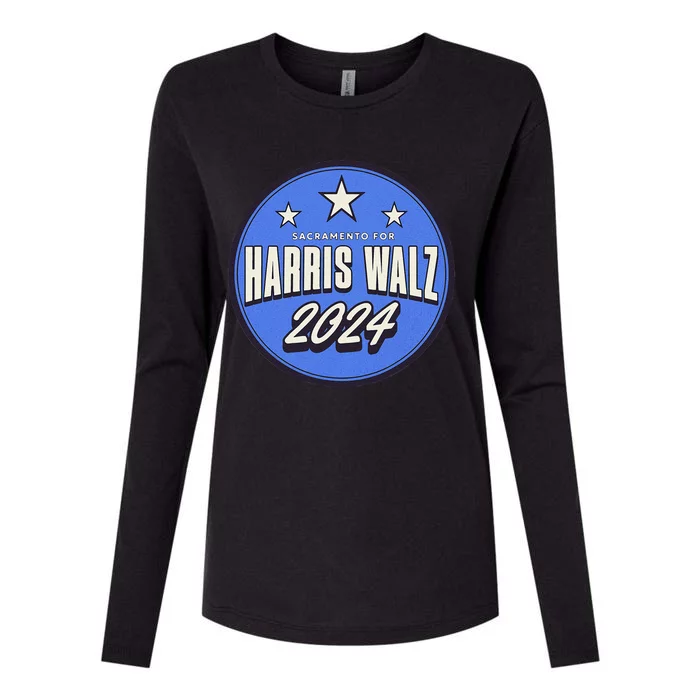 Retro Vintage Sacramento Kamala Harris Walz 2024 Womens Cotton Relaxed Long Sleeve T-Shirt