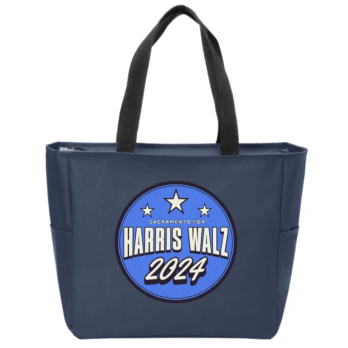 Retro Vintage Sacramento Kamala Harris Walz 2024 Zip Tote Bag