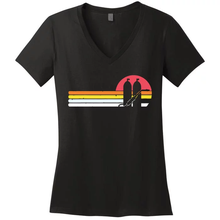 Retro Vintage Style Sunset Welder Women's V-Neck T-Shirt