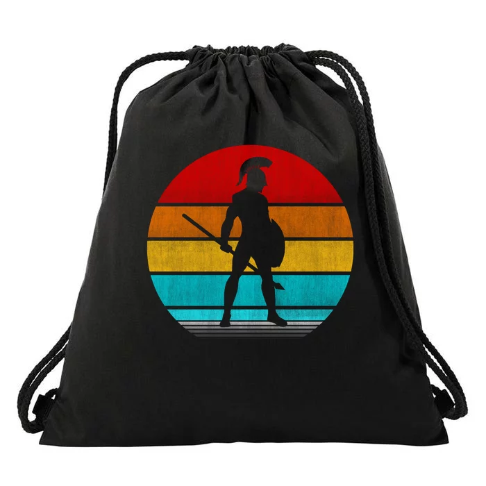 Retro Vintage Spartan Warrior Drawstring Bag