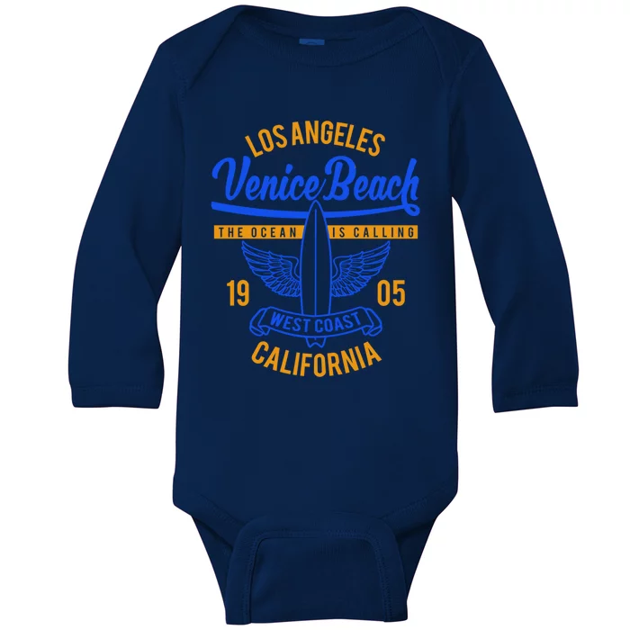 Retro Vintage Surf Venice Beach California Baby Long Sleeve Bodysuit