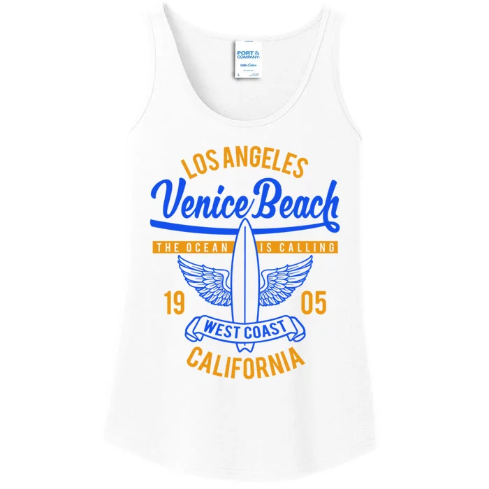 Retro Vintage Surf Venice Beach California Ladies Essential Tank