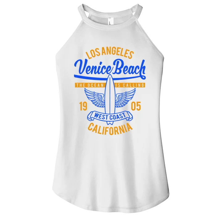 Retro Vintage Surf Venice Beach California Women’s Perfect Tri Rocker Tank