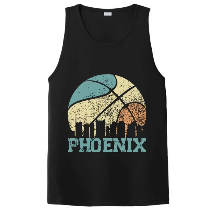 Retro Vintage Sunset Arizona State Phoenix Basketball Performance Tank