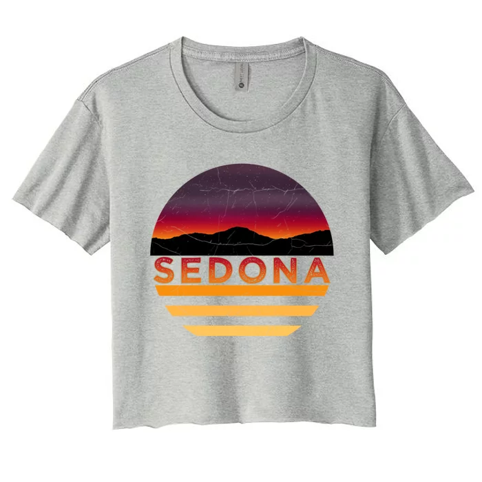 Retro Vintage Sedona Arizona Az Sunset Gift Women's Crop Top Tee