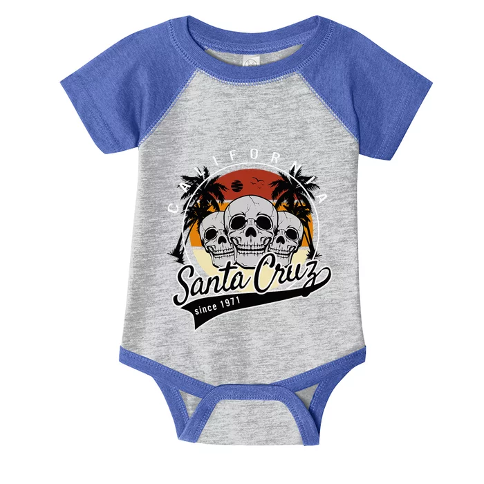 Retro Vintage Santa Cruz California Skull Street Wear Infant Baby Jersey Bodysuit