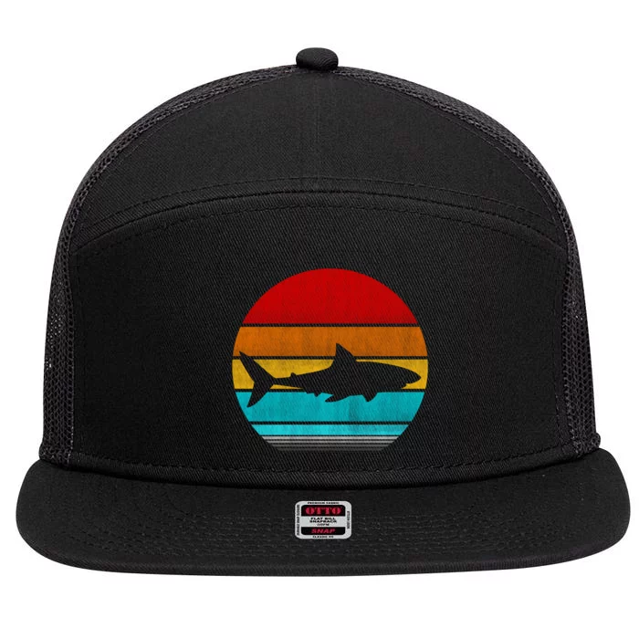 Retro Vintage Shark 7 Panel Mesh Trucker Snapback Hat