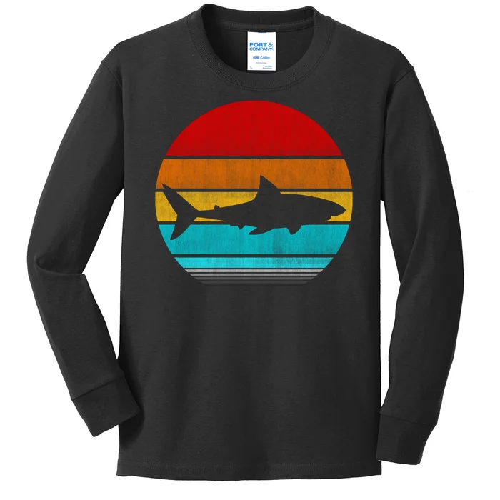 Retro Vintage Shark Kids Long Sleeve Shirt