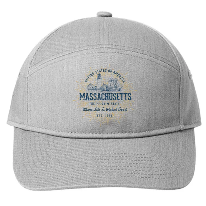 Retro Vintage State Of Massachusetts 7-Panel Snapback Hat